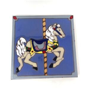 Vintage 1989 Carousel Harvest Festival Made in USA Tile ~Wall Decor or Hotplate